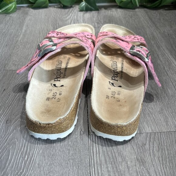 Birkenstock papillio Sandals Pink Butterfly Print blue size 38 Narrow L7 - Picture 6 of 9